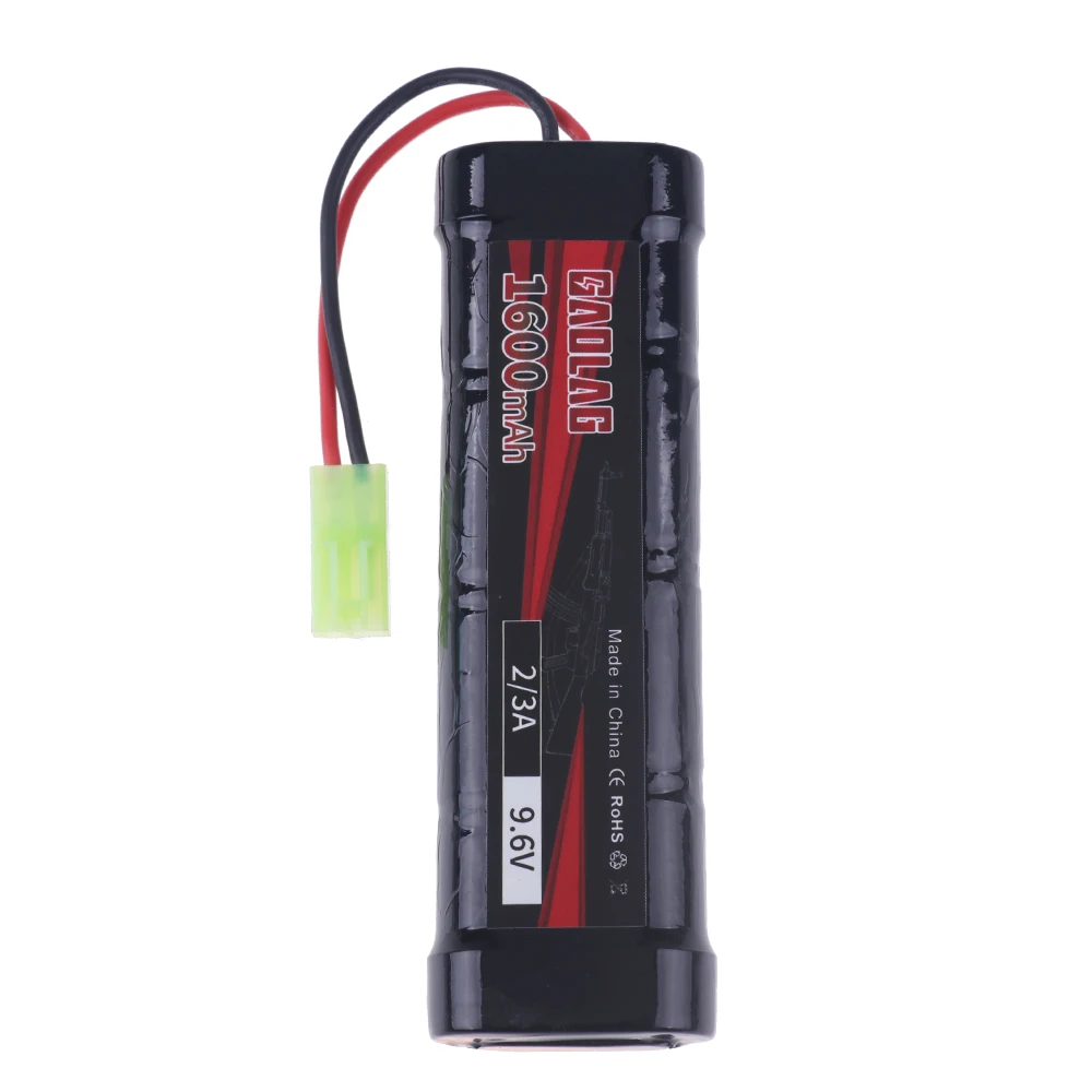NiMH 2/3A 9.6V 1600mAh Flat Battery Pack with Mini Tamiya Connector  for Airsoft Guns Mini AK series or modified AEG\'s Parts