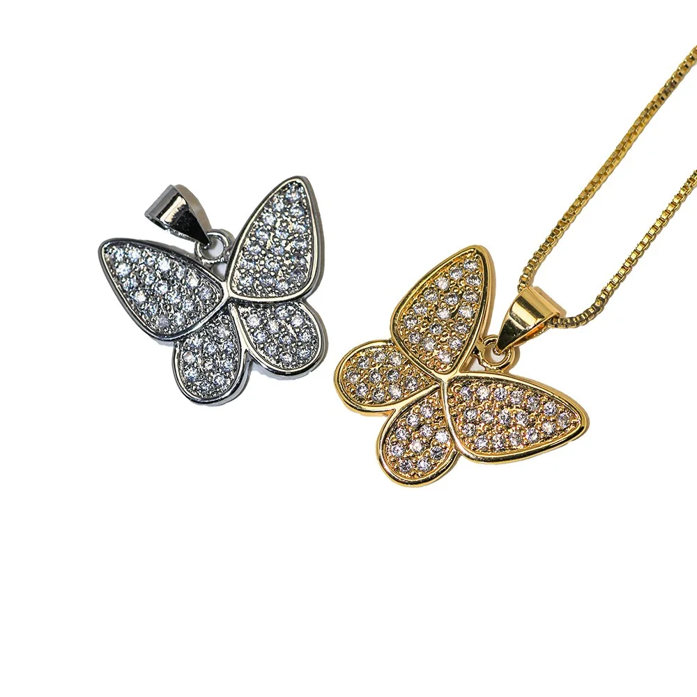 

5pcs Butterfly Charms for Jewelry Making Crystal Rhinestone Micro Pave Pendant for Women Necklace Bracelet Accessory Supply Bulk