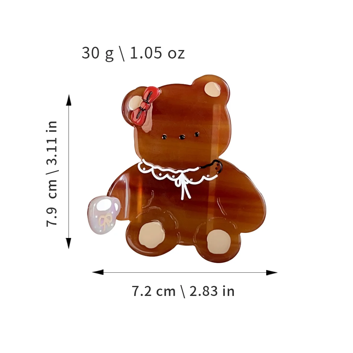 Sweet Bear Claw Clip Vinegar-infused Girly Brown and White Cartoon Cute Back of Head Shark Clip Hair Accessory for Women