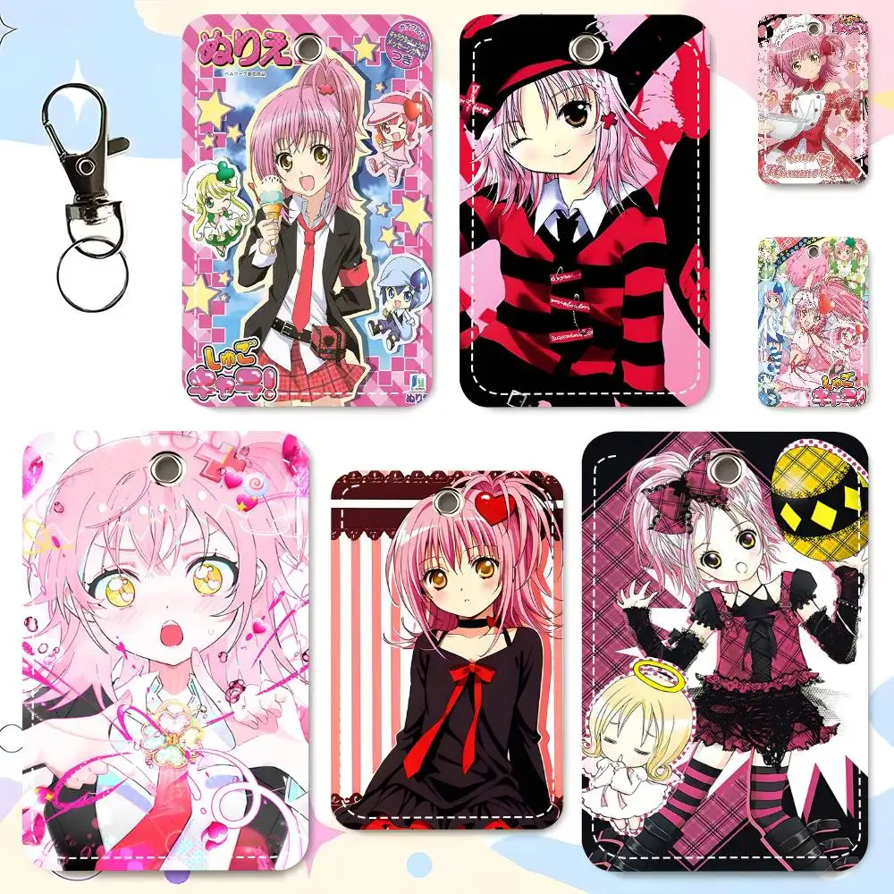 1pc Popular Shugo Chara Card Case Keychain Access Card Bag Key Tag Ring Leather Card Holder Key Ring Access