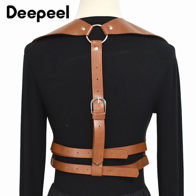 1 قطعة Deepeel رجل الحمالات الشرير القوطي الرجعية بولي Leather الجلود الحمالات الذكور حزام رياضي الرجال واسعة الأقواس موضة الملابس والاكسسوارات