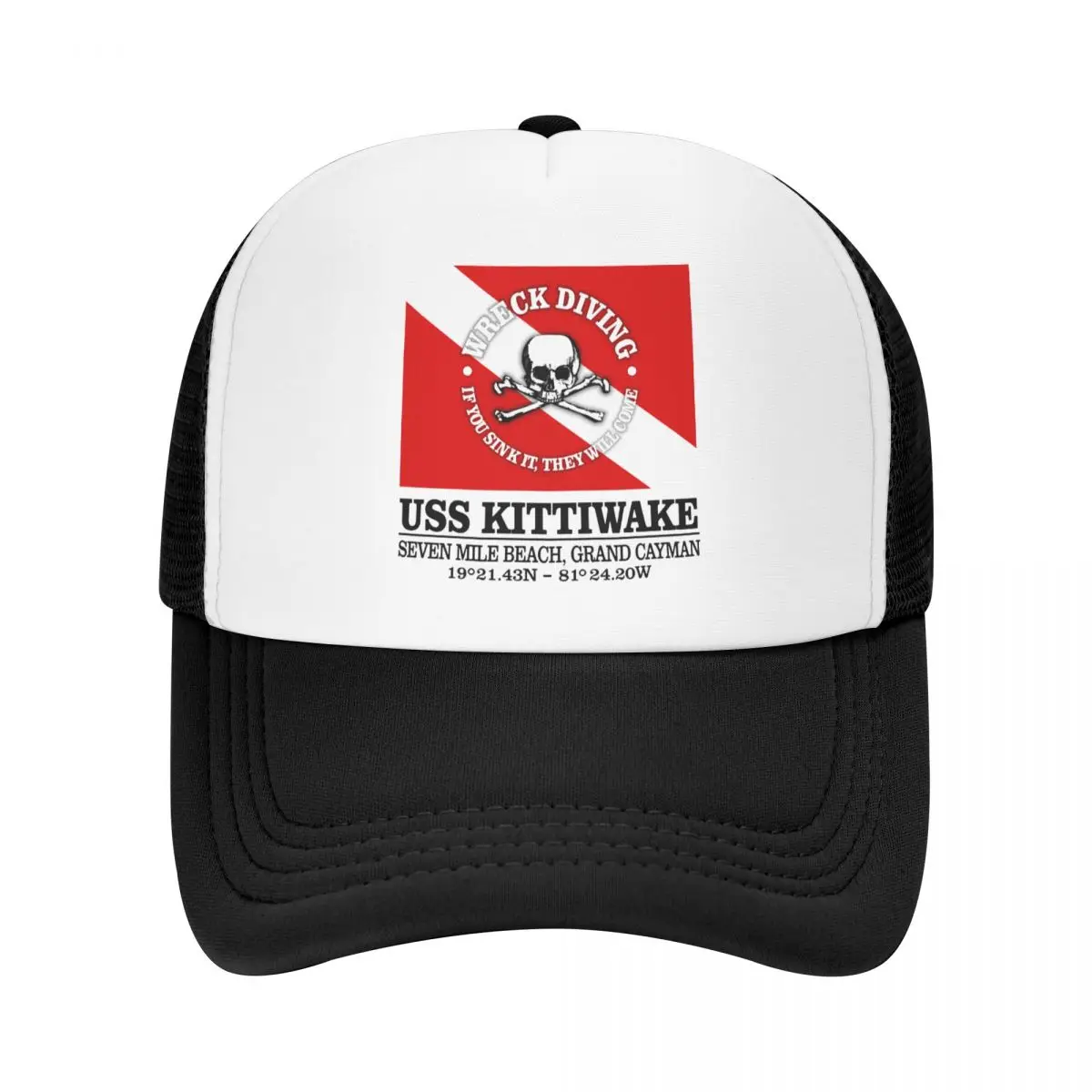 Custom USS Kittiwake Scuba Diving Baseball Cap Women Men Breathable Diver Dive Flag Trucker Hat Sports