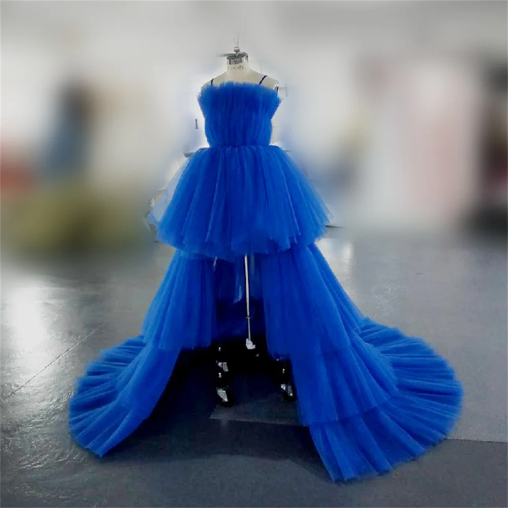 Amanda Elegant Tulle Sweep Train فستان سهرة Princess High-low Vestido De Novia Sexy Strapless Prom Gown V-neck Prom Dress 2023