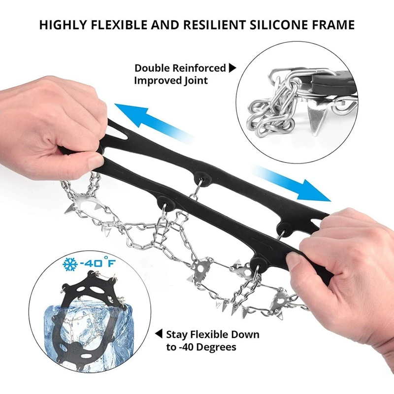 28-Tooth 201 Stainless Steel Outdoor Ice And Snow Anti-Skid Claws Welded Anti-Skid Shoe Covers With Ice Grippers
