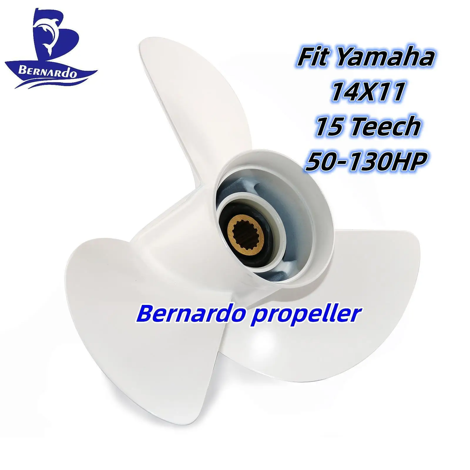 Bernardo Boat Propeller 14X11 Fit Yamaha Outboard Engine 50 60 70 80 90 100 115 130HP Aluminum Alloy 3 Blades 15 Tooth Spline RH