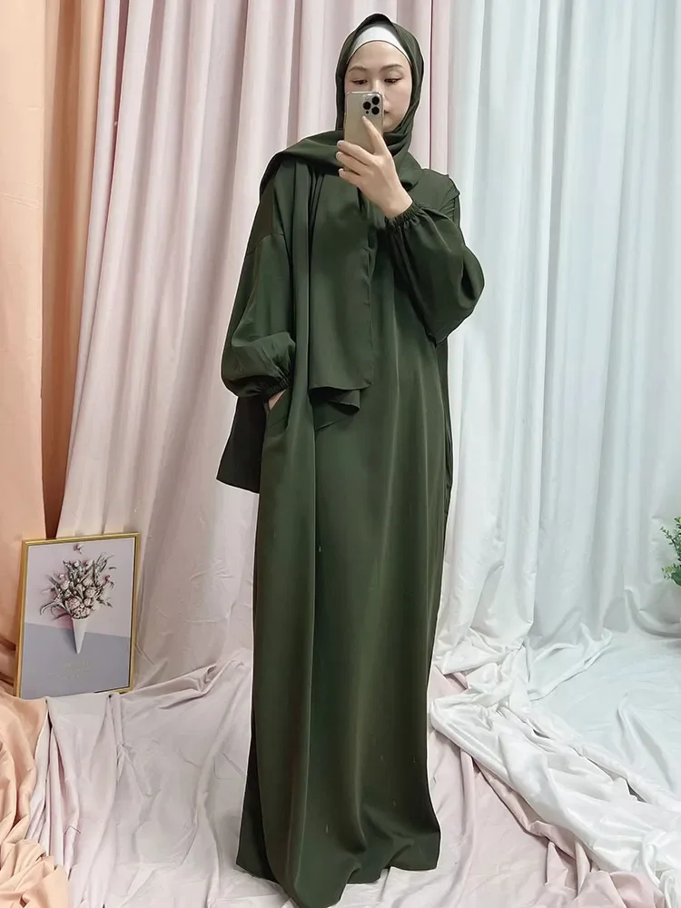 Hooded Abaya Jilbab for Women Nida Ramadan Muslim Hijab Long Dress One Piece Prayer Outfit Islamic Dubai Turkish Modest Abayas