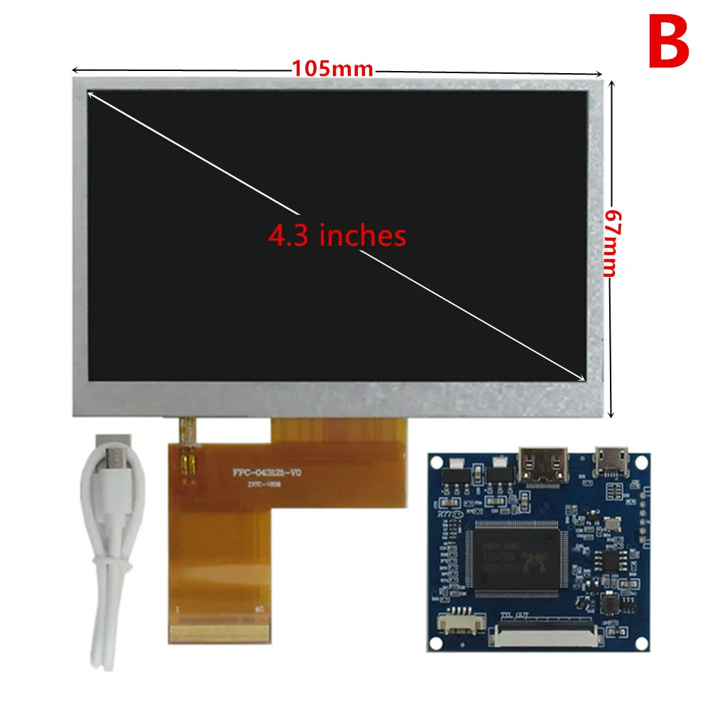 4.3 Inch 480*272 LCD Display Screen Universal DIY Driver Control Board Raspberry Pi PC Portable Monitor