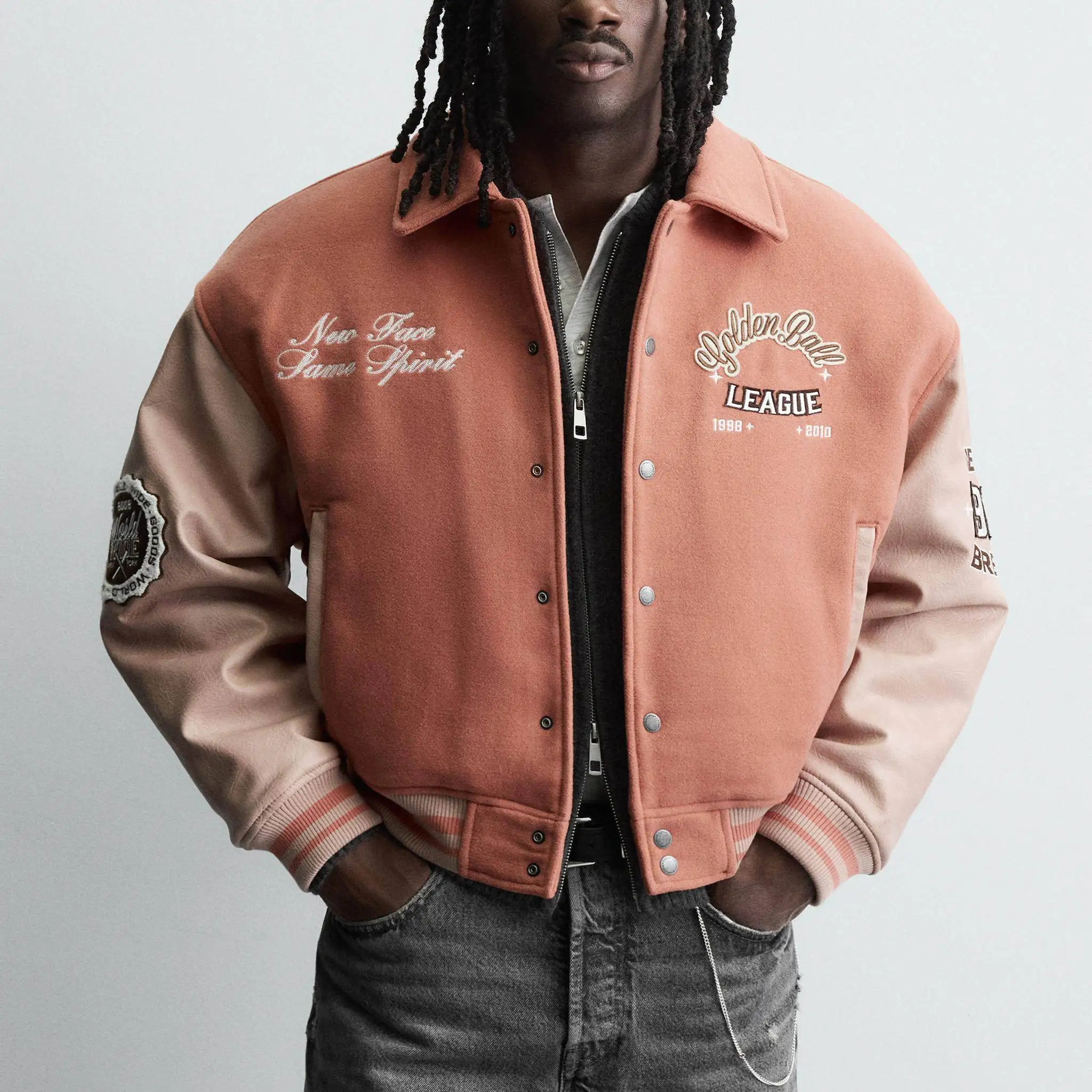 Autumn New Men's Patchwork Pilot Jacket Cotton Outerwear Loose Fit Cuff Detail Casual Style Long Sleeve Regular Length