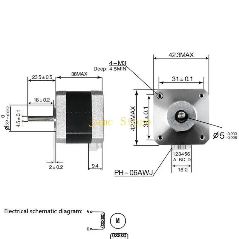 LX0B Nema17 Stepper Motor 17HS4401 Nema 17 42BYGH 1.5A 40mm 4 Suitable For 3D Printer Milling Machine Engraver