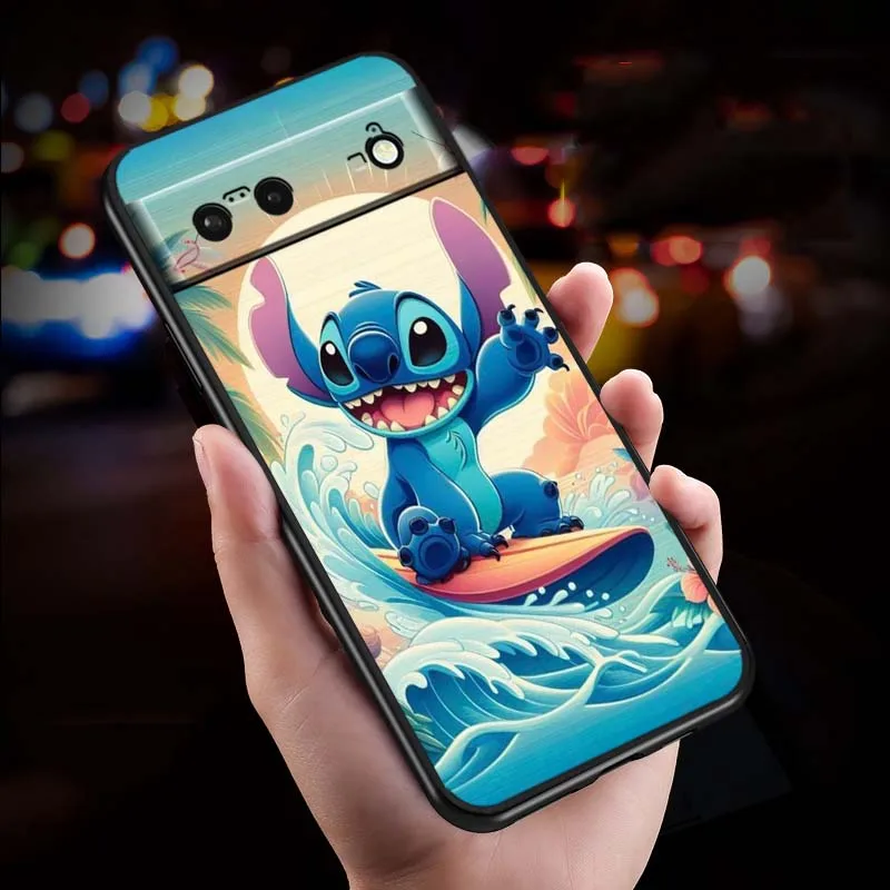Disney Stitch Cartoon Cute Art For Google Pixel 9a 9 8A 8 7 7A 6 6A Pro XL 2024 5G Black Soft TPU Silicone Cover Phone Case - Image 5