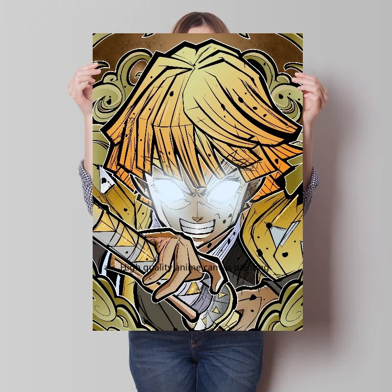 Classic Anime Demon Slayer Figure Agatsuma Zenitsu Wall Art Home Decor Bar Cafe Nursery Kids Room Posters Canvas Painting