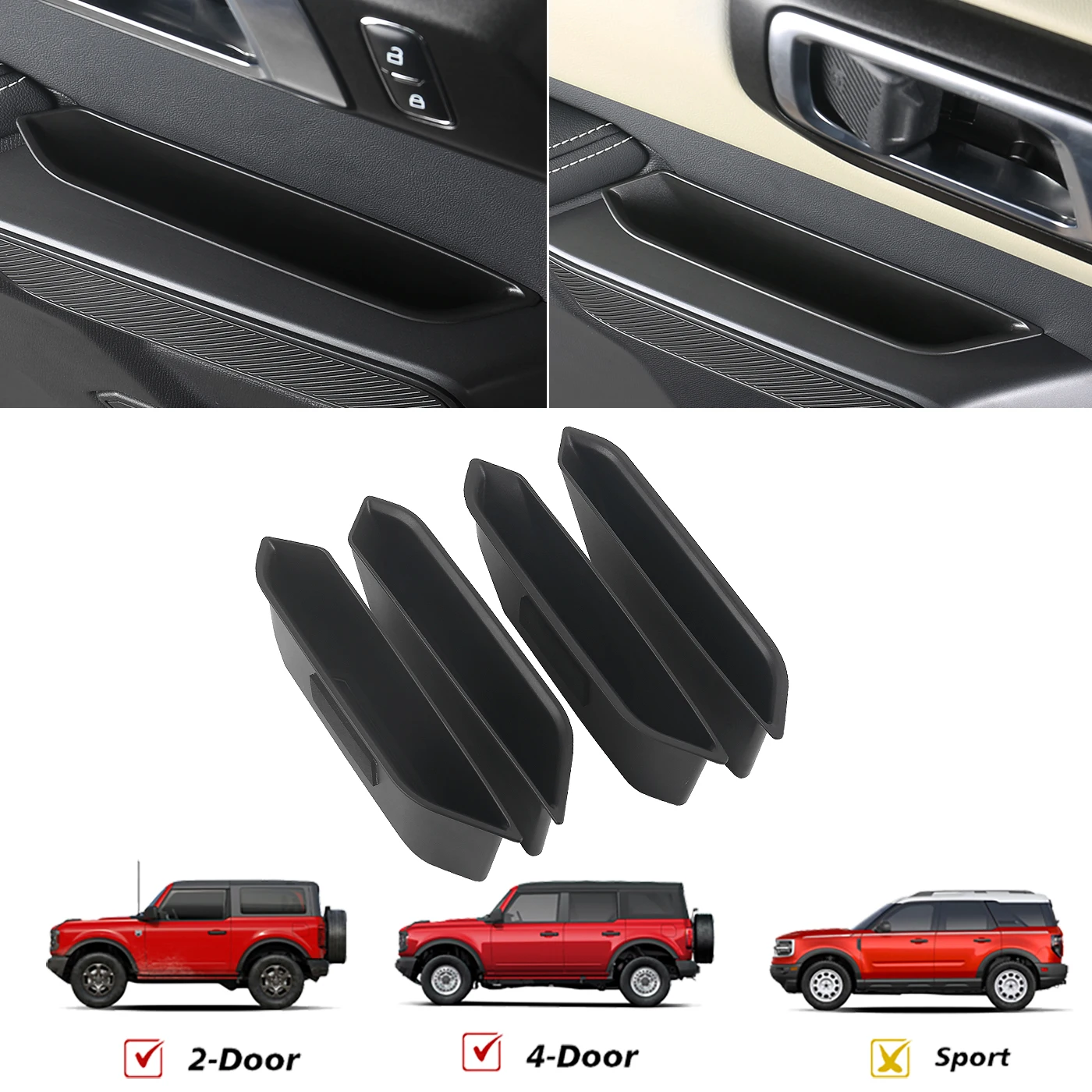 Fukumangoku compatible with Ford Bronco 2021-2024 2 door 4 door organizer accessories Front door inserted into storage box Handl