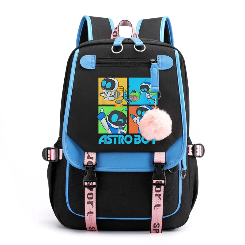 Large Capacity School Bag Teenage Funny Cartoon Character Robot Pattern Mochila Hombre Game Astro Bot Notebook Student Book Bag