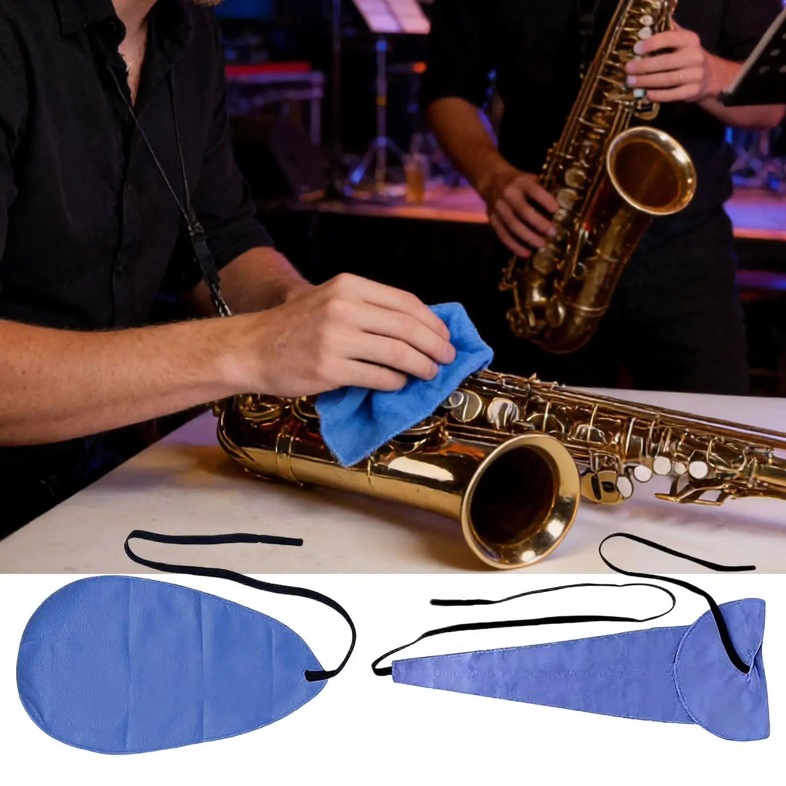 Saxophone Swab 2 Pieces Saxophone Maintenance Tools Clarinet Cleaning Cloth for Musician Student Band School Music Class