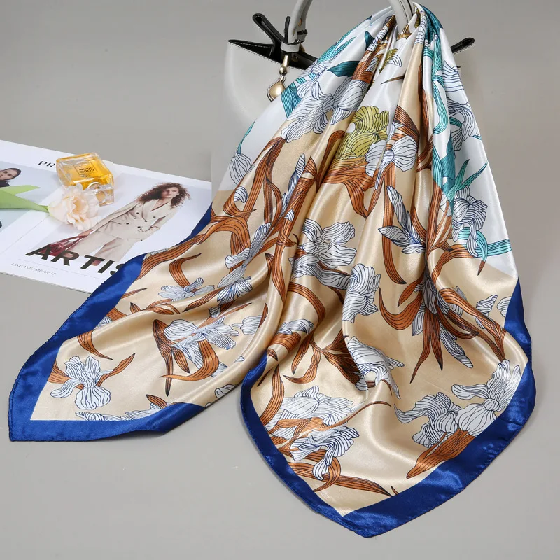 

Small Silk Scarf for Women, Large Square Scarf, Gauze Scarf for Spring, Autumn, and Winter, Paired with a Shirt, for Middle-Aged Mothers, Square 90×90 Thin Scarf