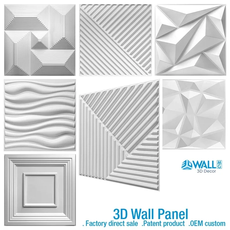 30x30cm Decorative 3D Wall Panel wave Diamond Design Non self-adhesive plastic tiles 3D wall sticker room Bathroom wall paper