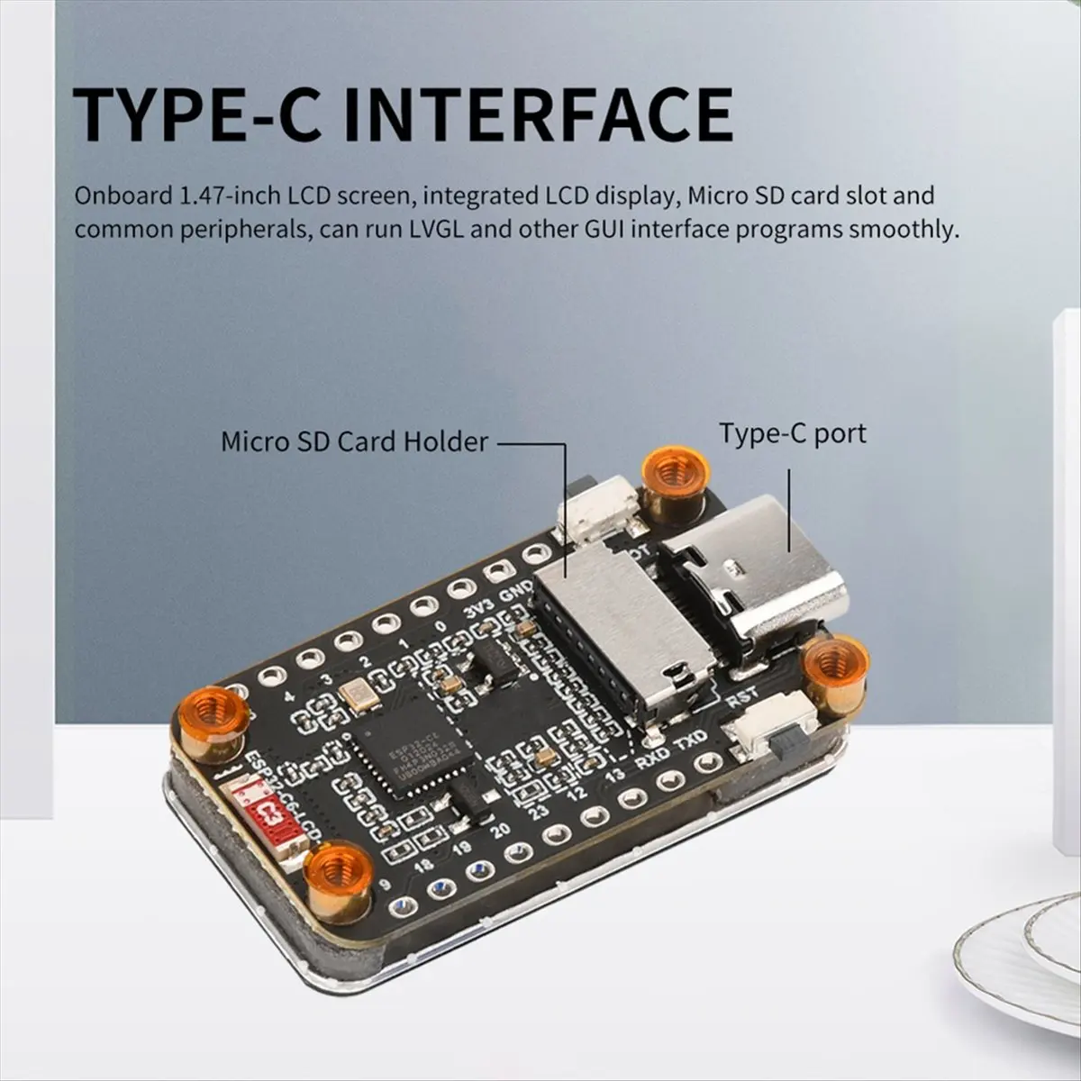 #54G Electronics Accessories,Esp32-C6 1.47-Inch Lcd Screen Development Board Wifi 6 Bluetooth 5 (Plastic + PC)