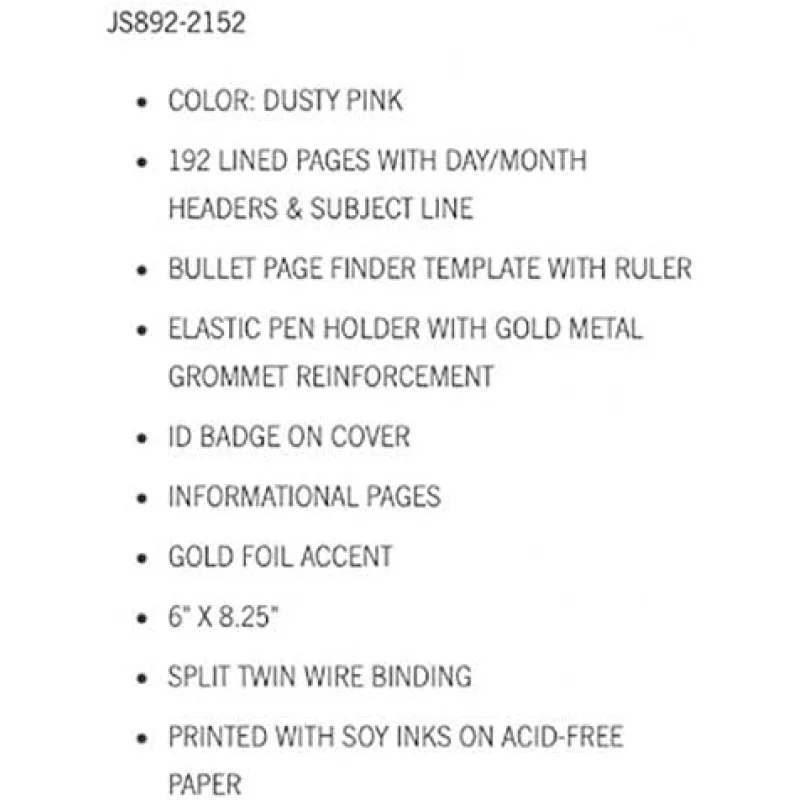 Issue No.12 Dusty Pink Undated Planner Notebook Journal with Lined Pages, Elastic Pen Holder, and Durable Bindi