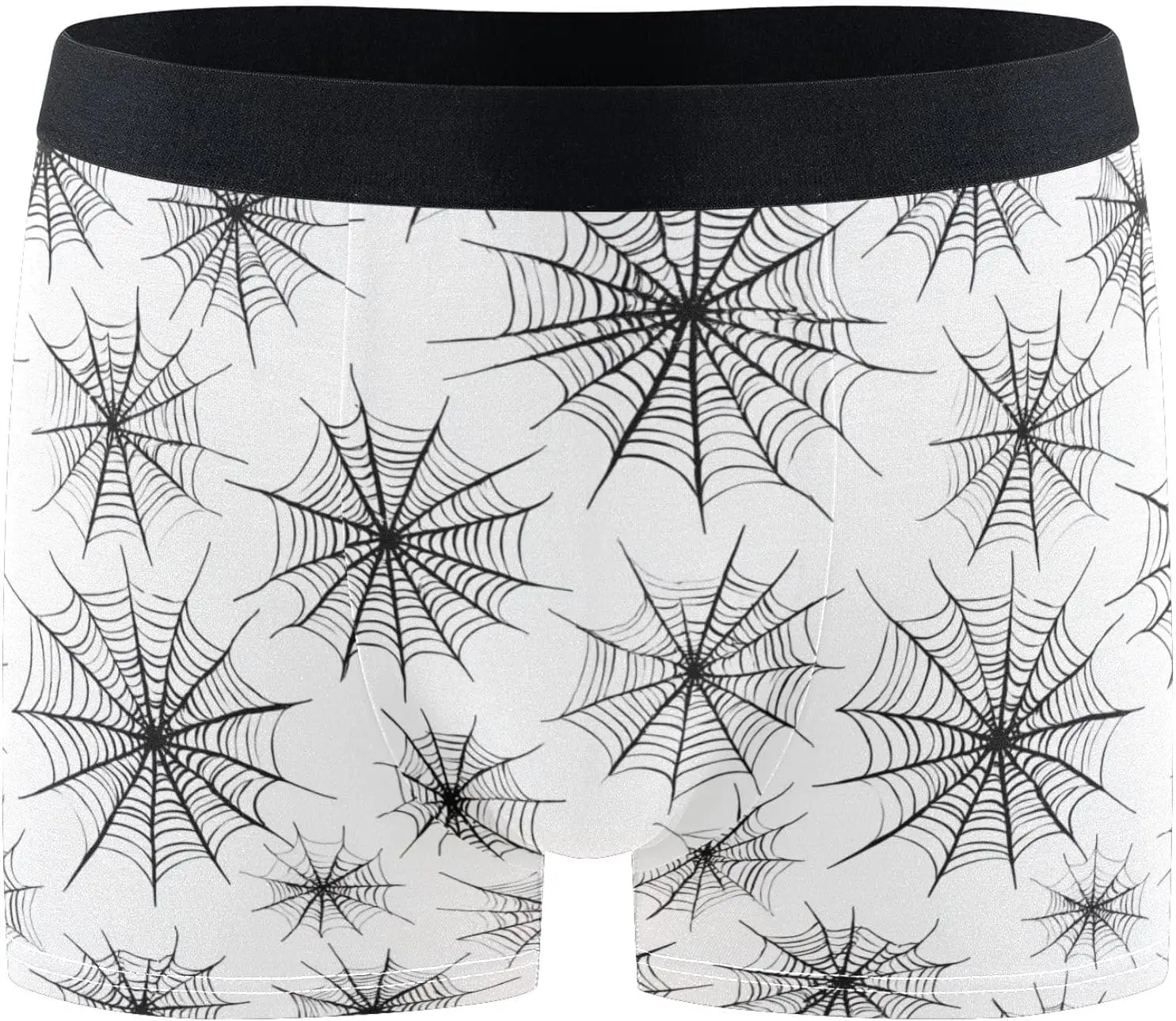Mens Boxer Briefs Soft Breathable Underwear for Men Spider Web Black Boxers Shorts S-XXL