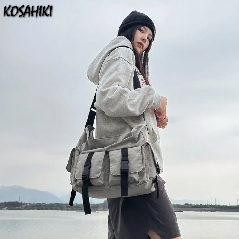 

Streetwear Vintage Men Cargo Messenger Bag Casual Trendy Women Y2k Aesthetic Shoulder Bags Korean All Match Handbags Crossbody