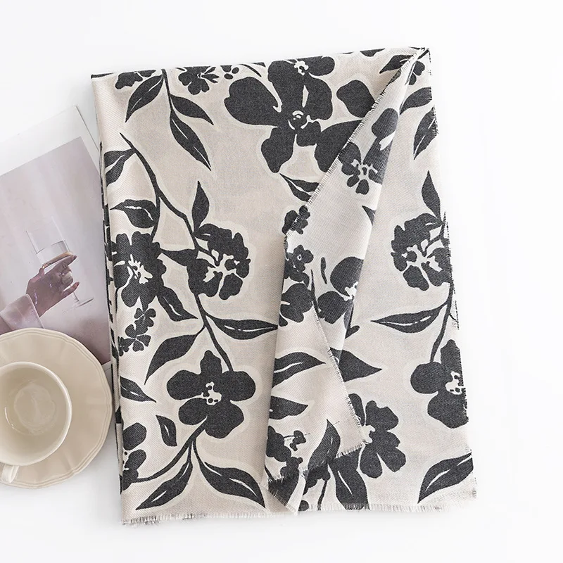 وشاح كشمير مقلد على طراز الشارع الأوروبي الأمريكي الجديد لحماية الرقبة الشتوية وحماية البرد شال أنيق