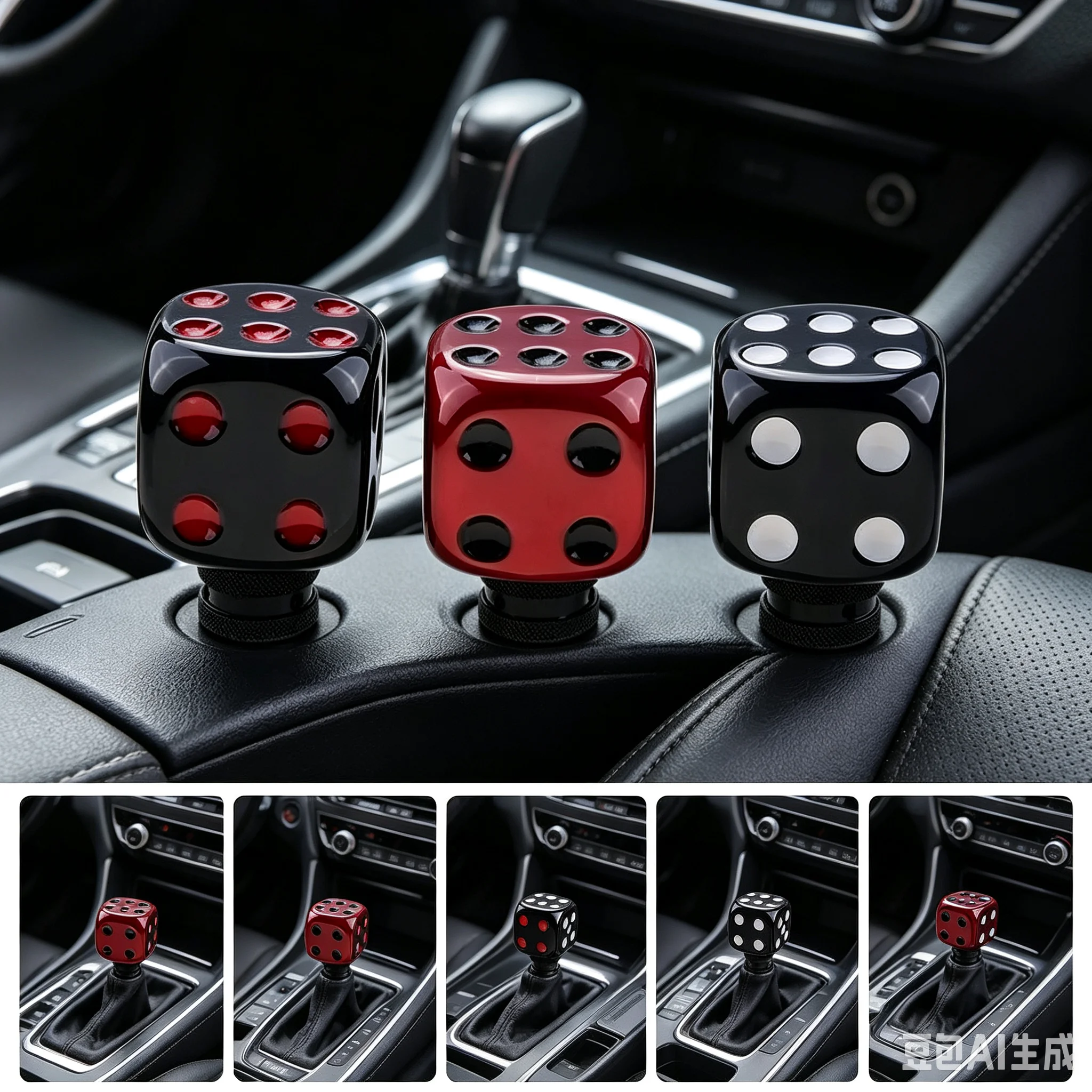 Universal Manual Dice Shape Car Resin Modified Gear Shift Knob Stick Lever Shifter AT MT