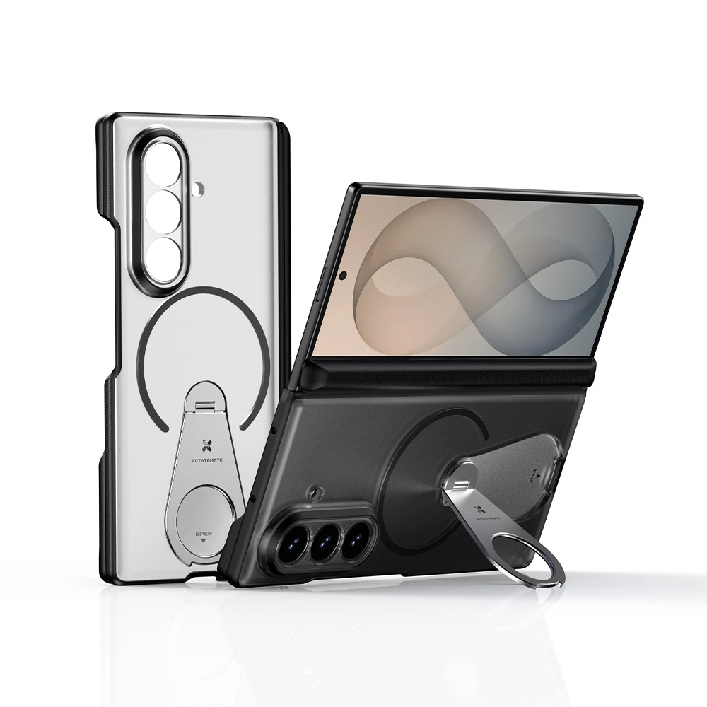 XUNDD For Samsung Galaxy Z Fold 8 Ultra Case, Matte Translucent Hard PC Rotatable Kickstand Magnetic Airbag Shockproof Funda