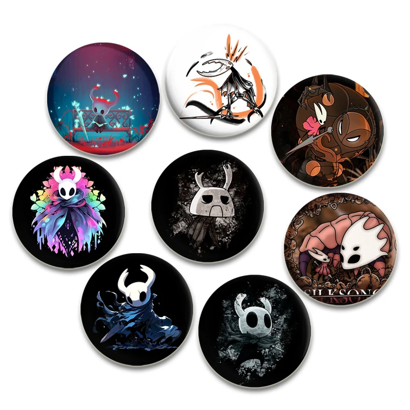 Round Cartoon Badge Hollow Knight Silksong Anime Pins Handmade Tinplate Brooches for Backpack Clothes Gifts Accessory 32/44/58mm