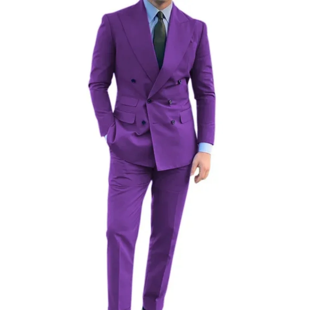 

Black Button Men Formal Suit Two Piece Wedding Party Slim Tuxedo Gray/Purple/Red Men's Suits XS-6XL