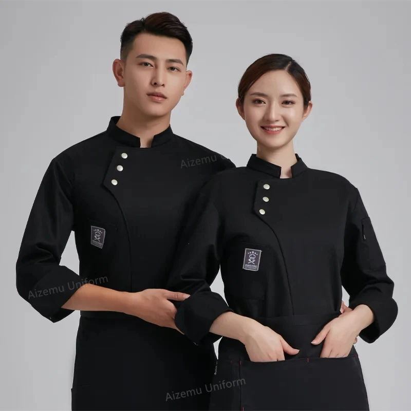 Long Sleeve Chef Jackets Kitchen Chef Uniform Shirt Bakery Breathable White Chef short sleeve coat kitchen clothes Apron Men