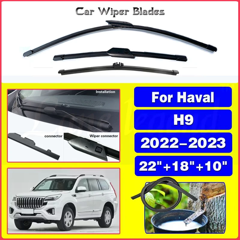 

Front Rear Wiper Blades For Haval H9 2022 2023 Rubber Brushes Cleaning Window Windshield Windscreen Auto Accessories 22"+18"+10"