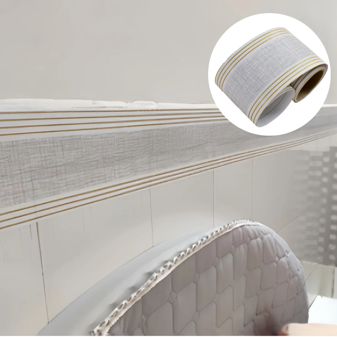 1PC 5m/196.85inch Self Adhesive PVC Waist Line Wallpaper Waterproof Background Wall Border Baseboard Stickers Edges Tape Decorat