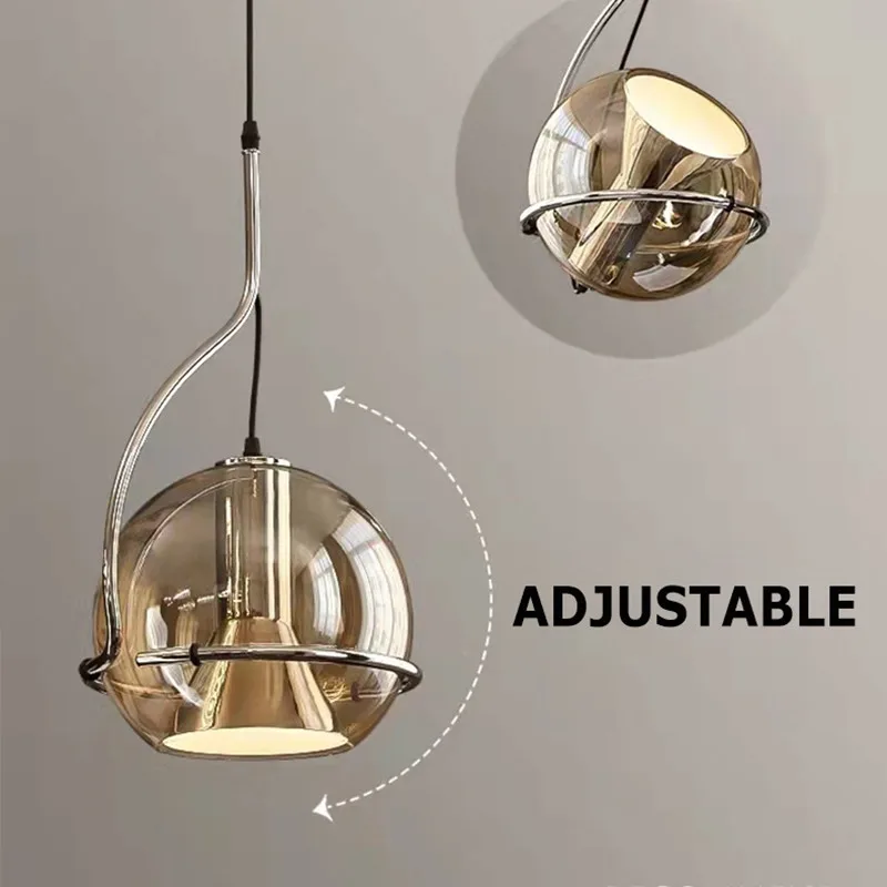 Modern Creative Restaurant Chandelier Rotatable Glass Ball Pendant Lamp For Dining Room Bedroom Decor Art Suspension Luminaire