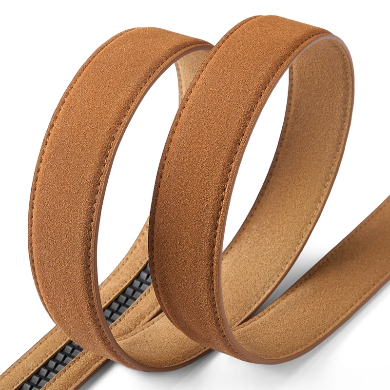 Men's Automatic Belt Replacement Belt, Suede Leather Belt, 3.5cm Genuine Leather Belt without Buckle For 3.8-4cm Buckle