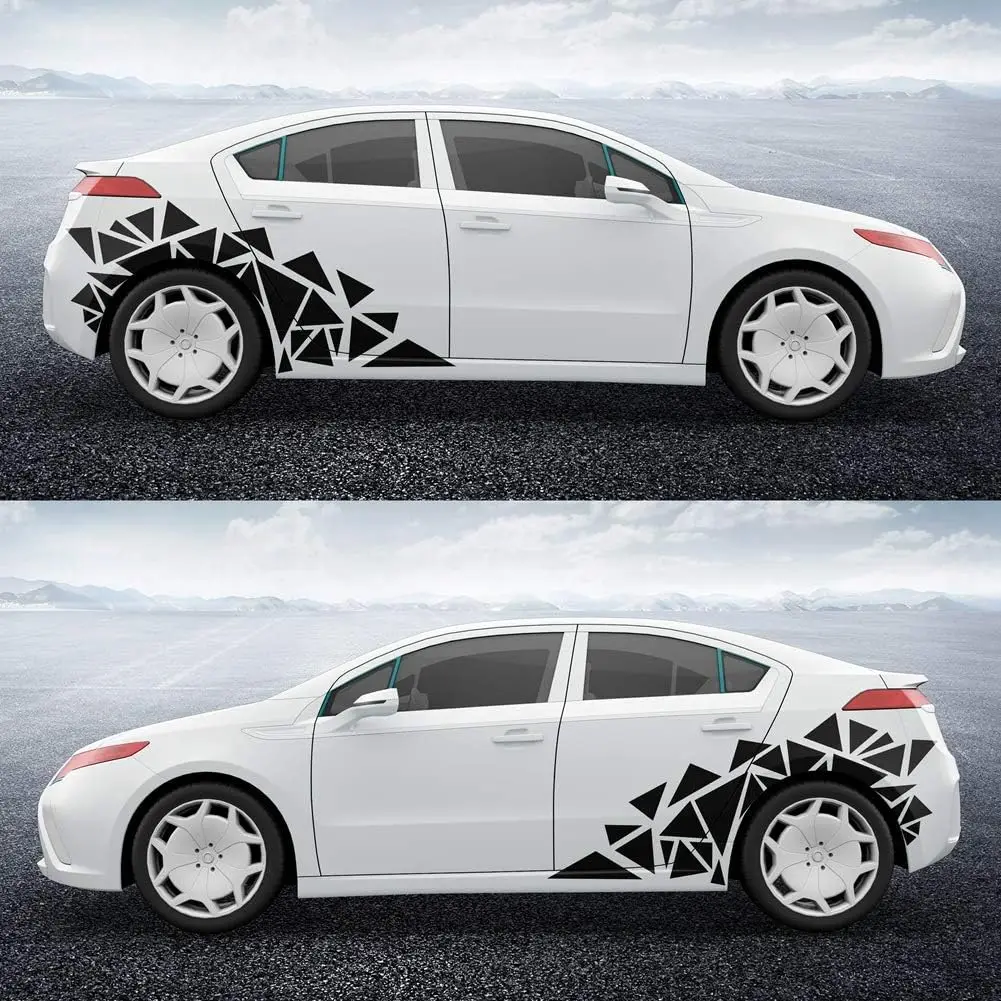 2 Pieces Triangle Car Decals Vinyl Decal Car Graphics DIY Car Body Sticker, Black
