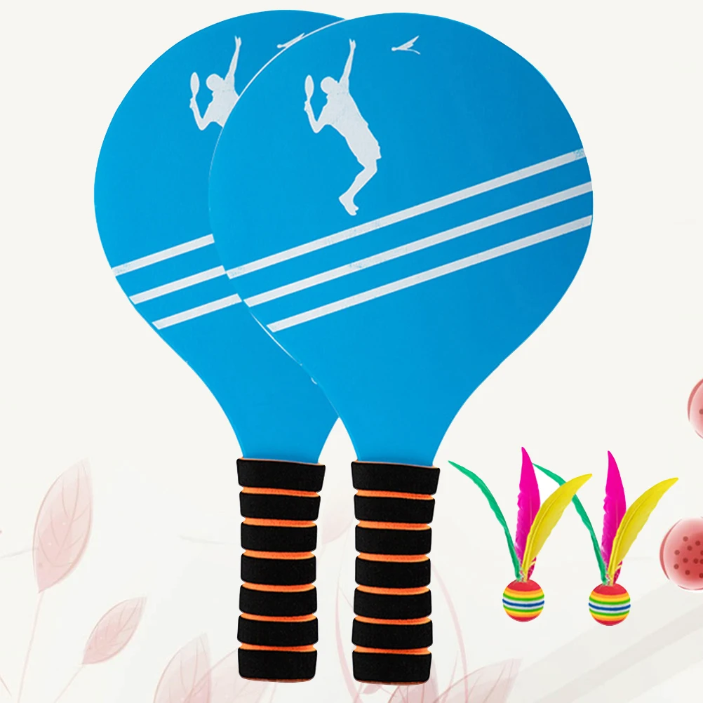 

2pcs Beach Ball Paddle Set Board Badminton Racket Durable Wooden Table Tennis Racket Kids Adults Small Light Easy Carry