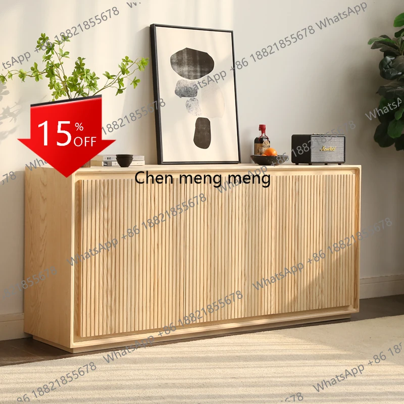 M85 restaurant storage locker Modern Nordic living room dining side cabinet Japanese-style log simple custom gate solid wood cab