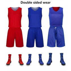 Double Sided Wearable Basketball Jersey Kits for Men Women Kids Sports Vest Workout Uniforms Double-deck Clothing Sportswear