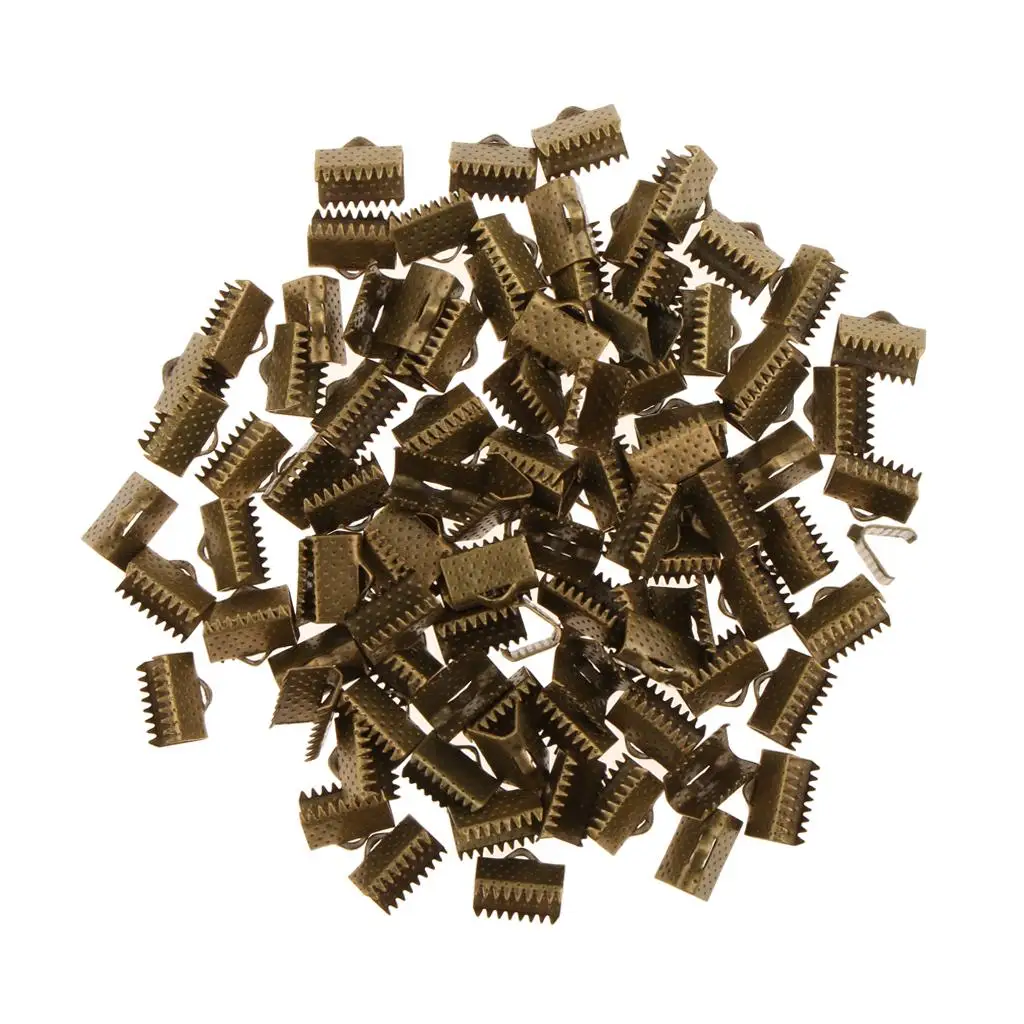 3-6pack 100pcs Clamp Cord End Cap Tip Bracelet Connectors 10mm Bronze