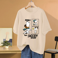 THE SNOOPY SHOW men Anime new pure cotton round neck T-shirt casual cartoon women's summer short sleeved couple sports top