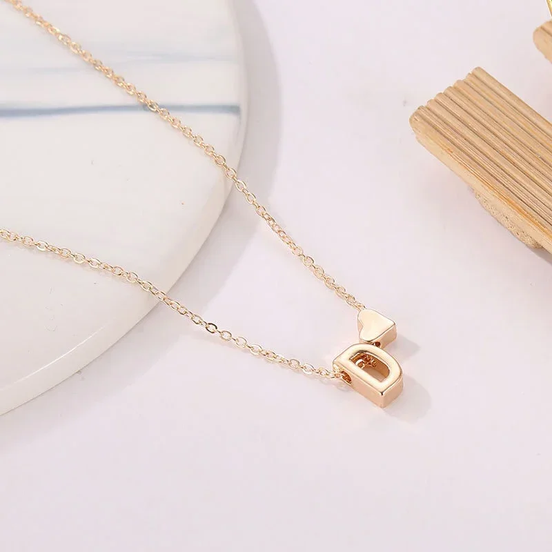 SUMENG moda küçük kalp Dainty İlk kolye altın gümüş renk mektup adı gerdanlık kadınlar için kolye takı hediye