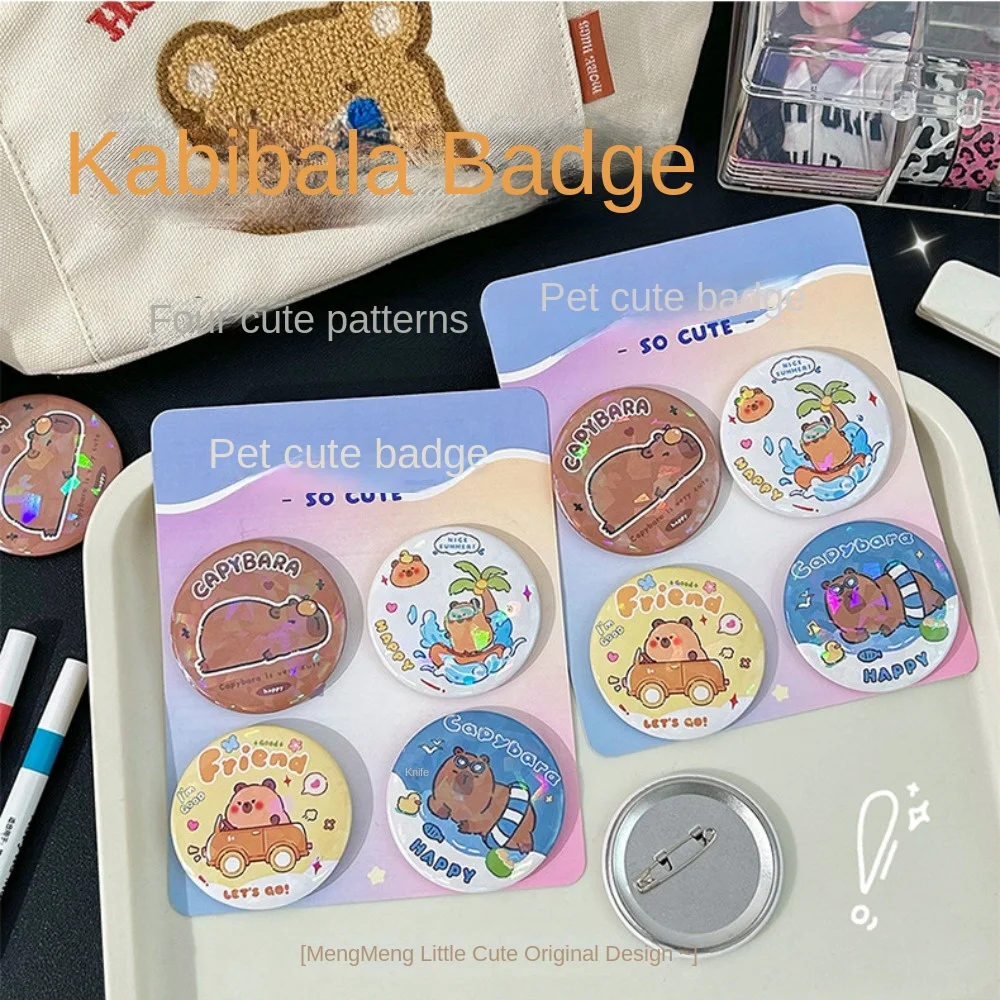 Baru Irony Capybara Pin melingkar kembali Pin bros kartun lencana