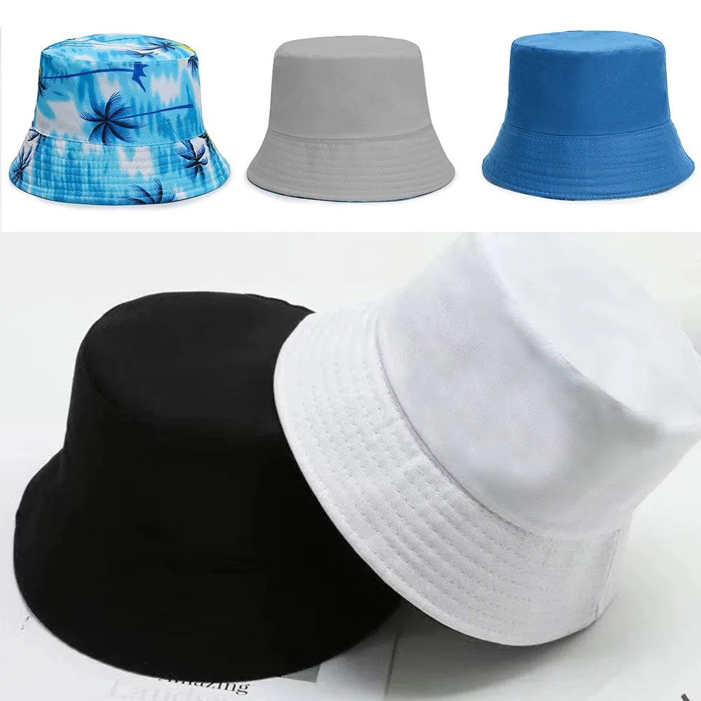 

Summer Bucket Hats Women Double-sided Fisherman Hat Korean Style Solid Climbing Outdoor Fashion Beach Sunscreen New Bucket Hat