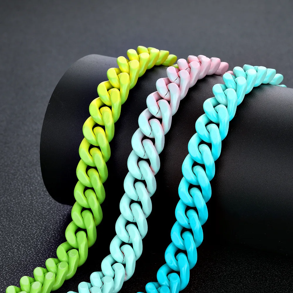 

Paint Gradual Change Titanium Steel Color Cuban Necklace Men's Summer Ins Hip Hop Does Not Fade Jewelry Niche Premium Necklace