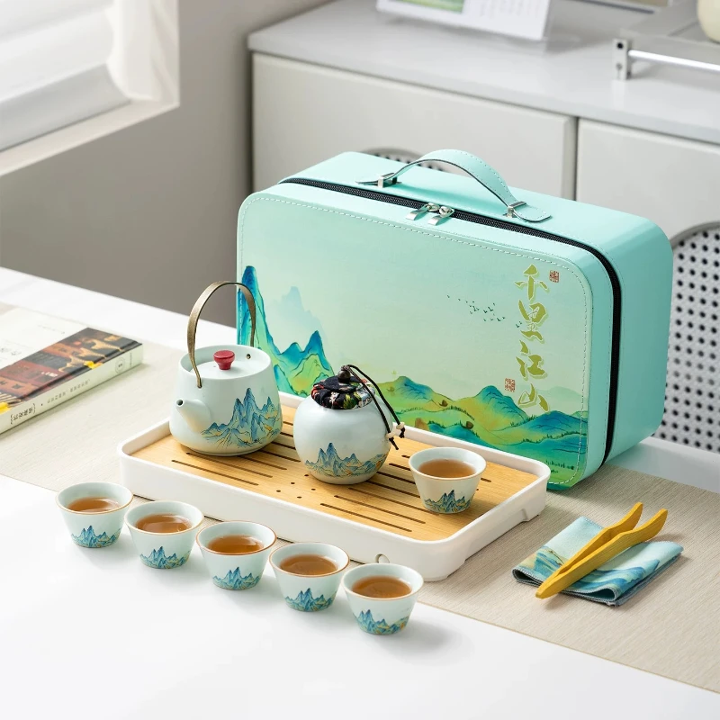 Charm Travel Tea Sets Saucer Gong Dao Chinese Ceramic Tea Pot Sets Holder Cute Jogo De Cha Porcelana Matcha Accessories