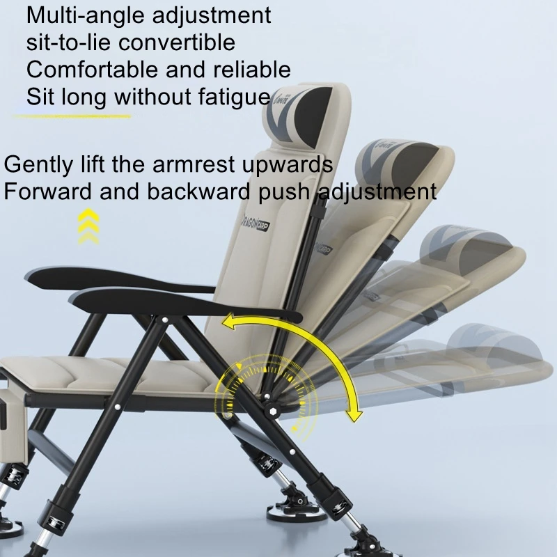 European style reclining and foldable fishing chair, all terrain multifunctional fishing chair
