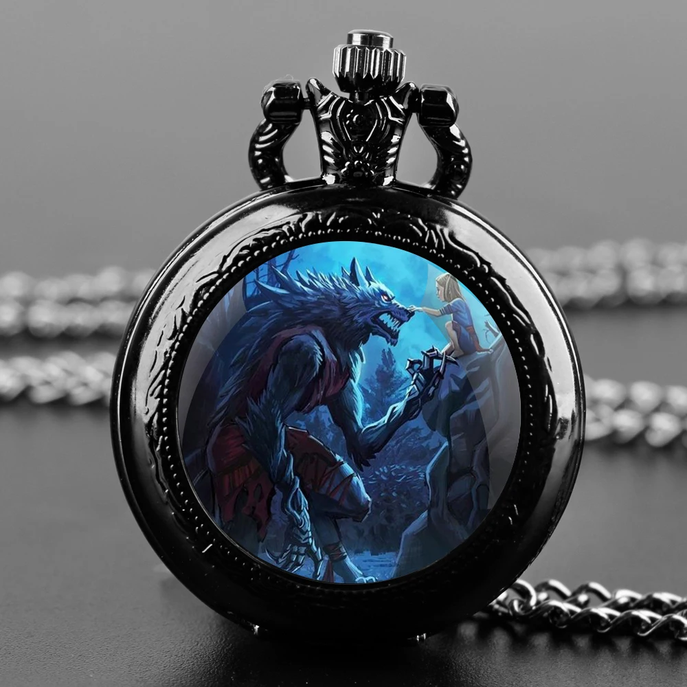 

Vintage Quartz Pocket Watch Women's Men Necklace The Monster and the Girl Personalised Pocket FOB Watch Unique Gift reloj hombre