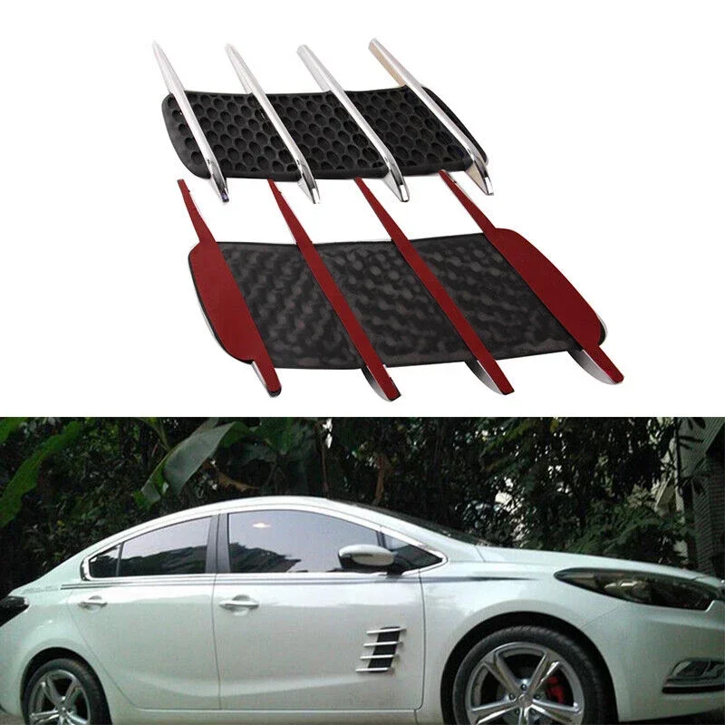 1 Pair Auto Air Flow Vent Fender Intake Car Hood Bonnet Outlet Stickers Vent False Air Outlet Side Decorative ABS Universal Fit