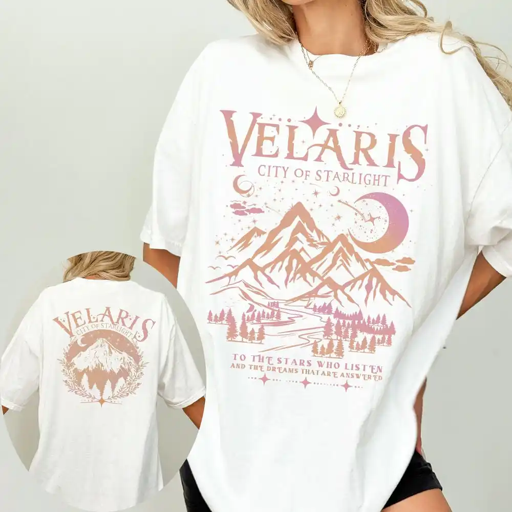 ACOTAR Velaris Shirt Sarah J Maas Book Boyfriend Book Lover Gift100% Cotton Loose Retro Shirt Unisex Tee Fantasy Apparel Y2K Top