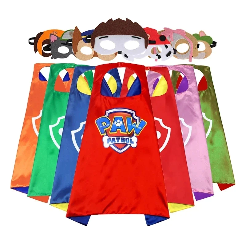 Paw Patrol Set Cosplay Toy Mask Cloak Cape Cartoon Paw Patrol Marshall Chase Gift Halloween Party Decoration Birthday Gift